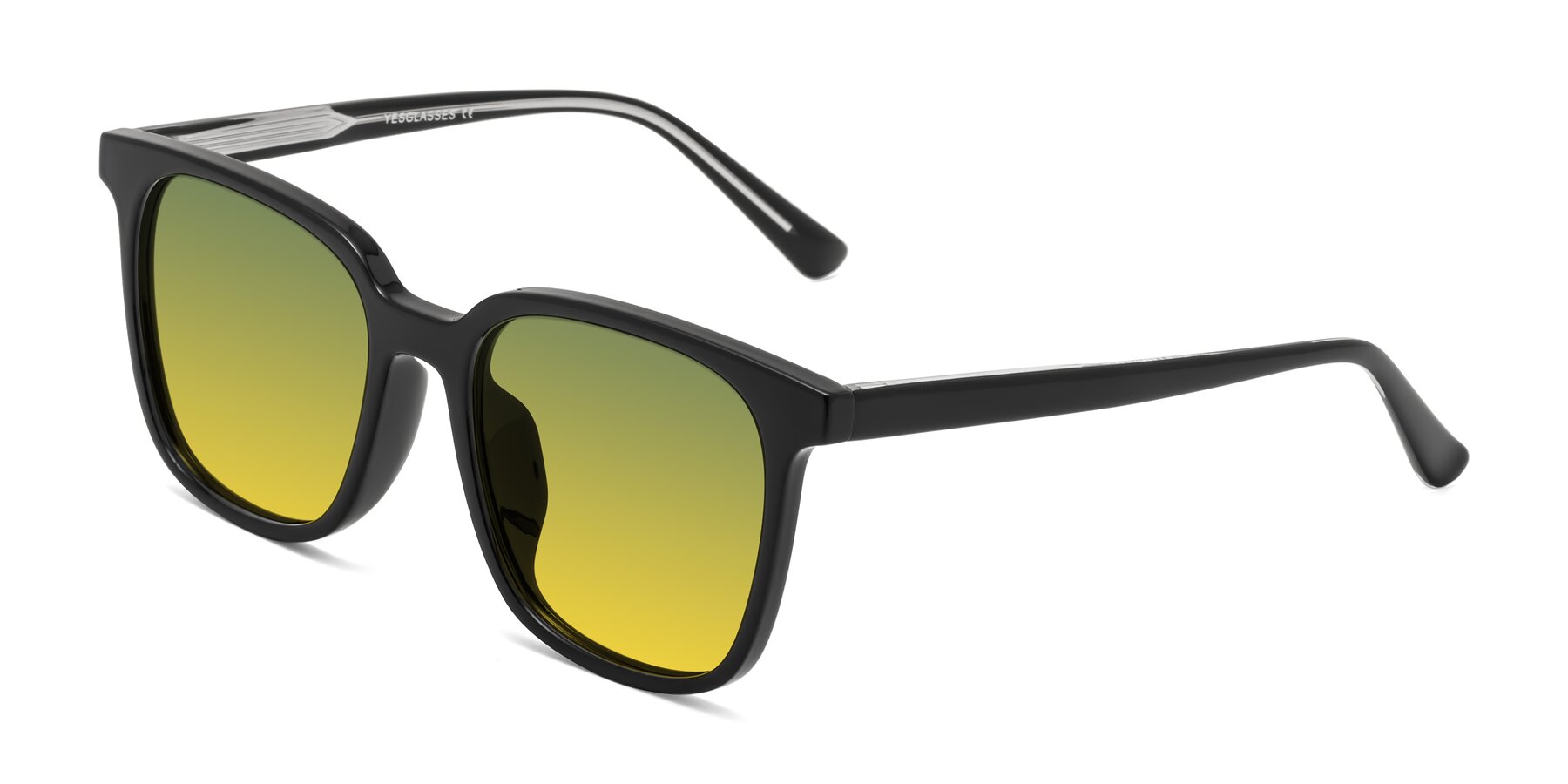 Angle of Jasmine in Black with Green / Yellow Gradient Lenses