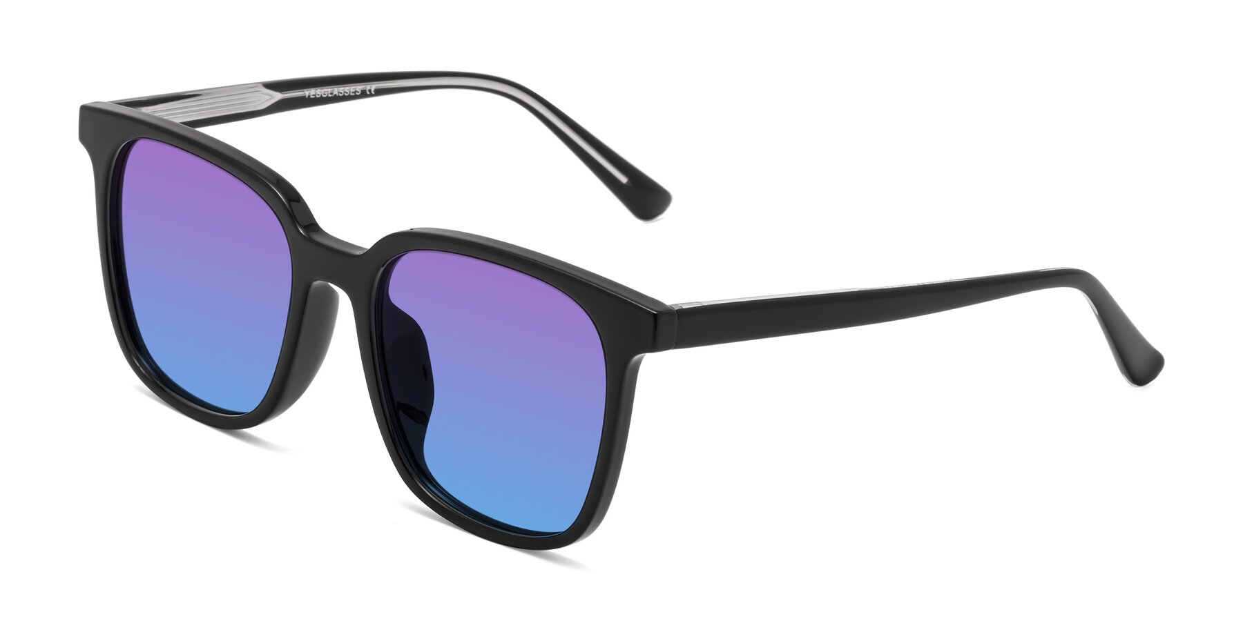 Angle of Jasmine in Black with Purple / Blue Gradient Lenses