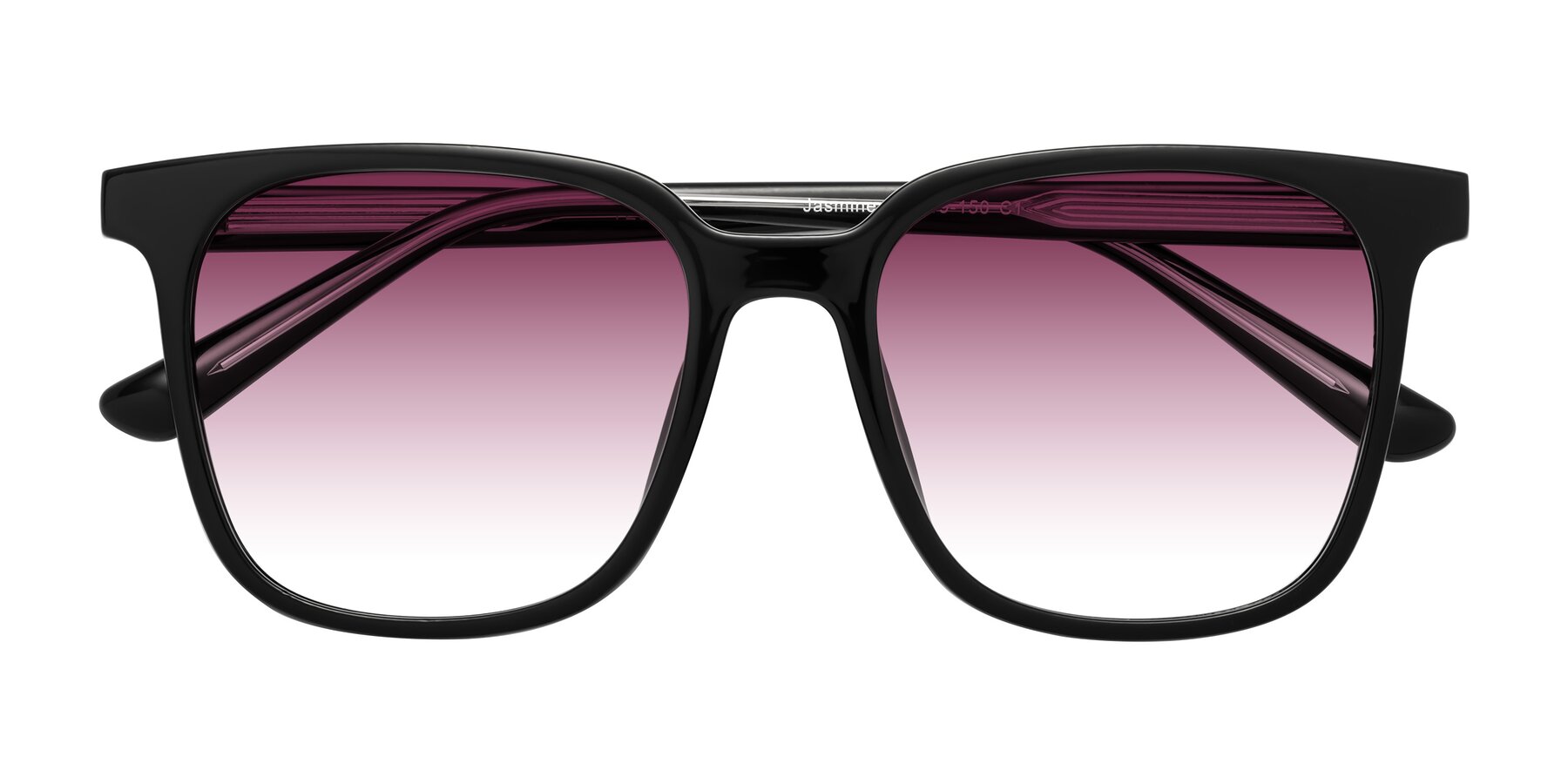 Folded Front of Jasmine in Black with Wine Gradient Lenses
