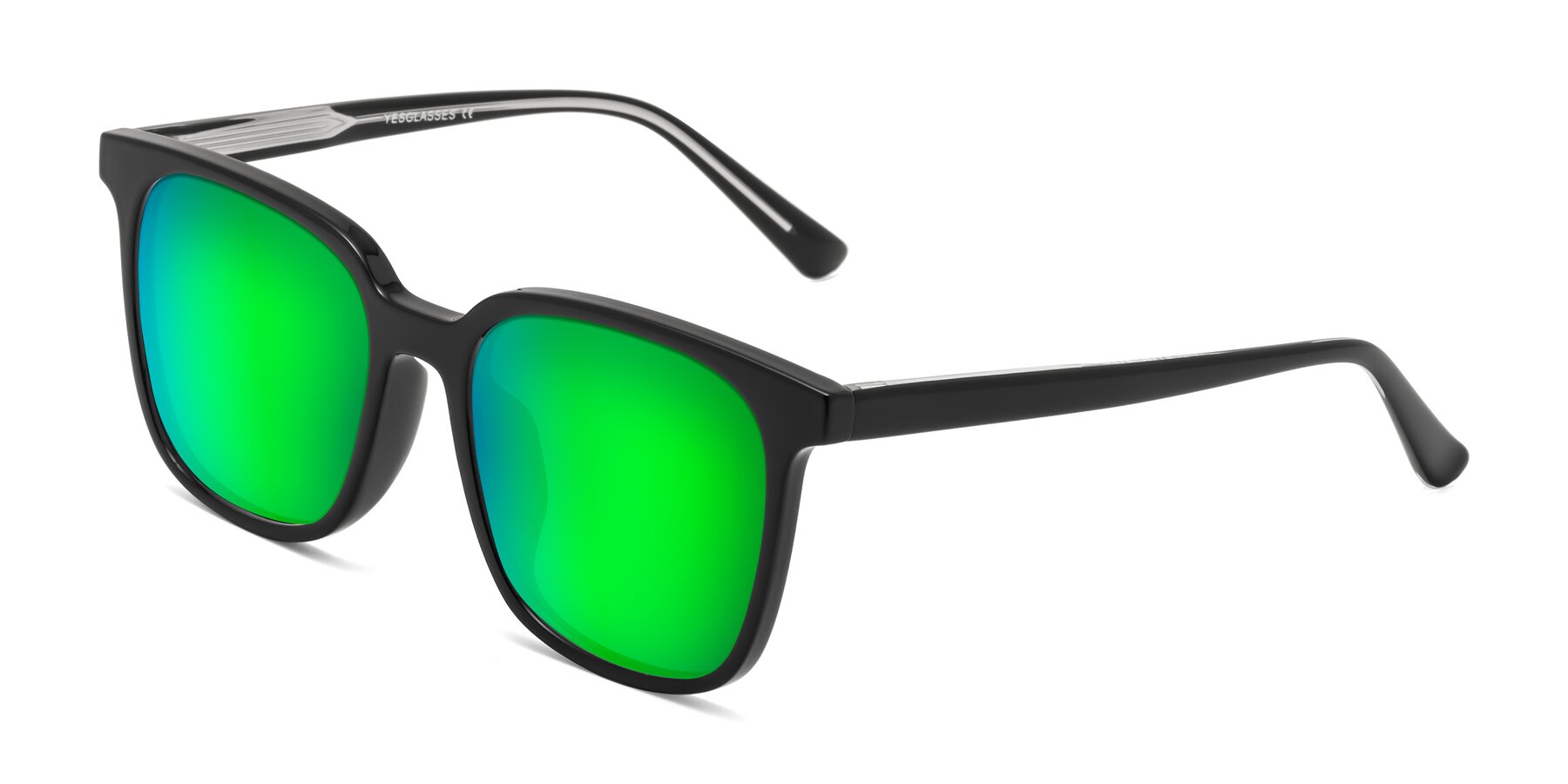 Angle of Jasmine in Black with Green Mirrored Lenses