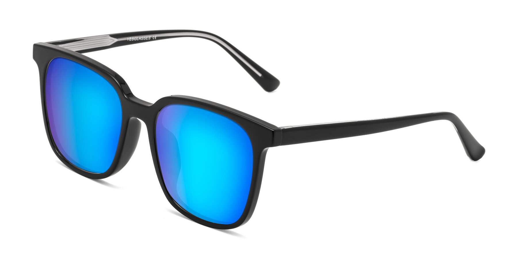 Angle of Jasmine in Black with Blue Mirrored Lenses