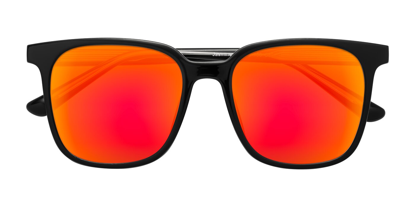 Jasmine - Black Flash Mirrored Sunglasses