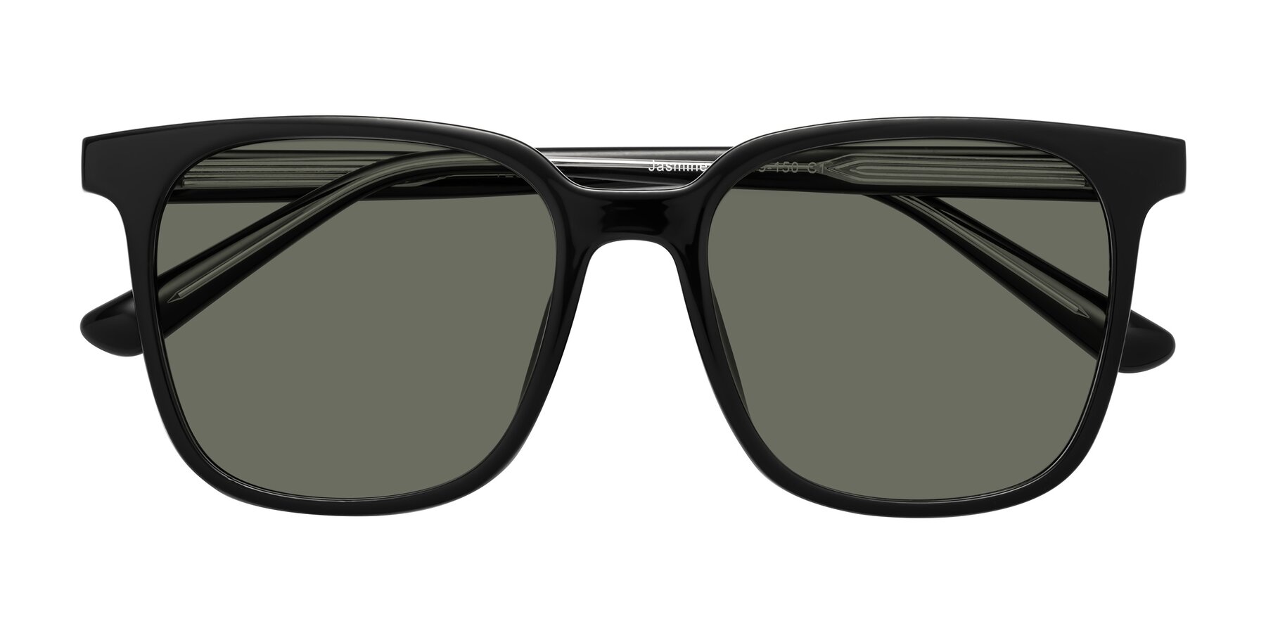 Folded Front of Jasmine in Black with Gray Polarized Lenses