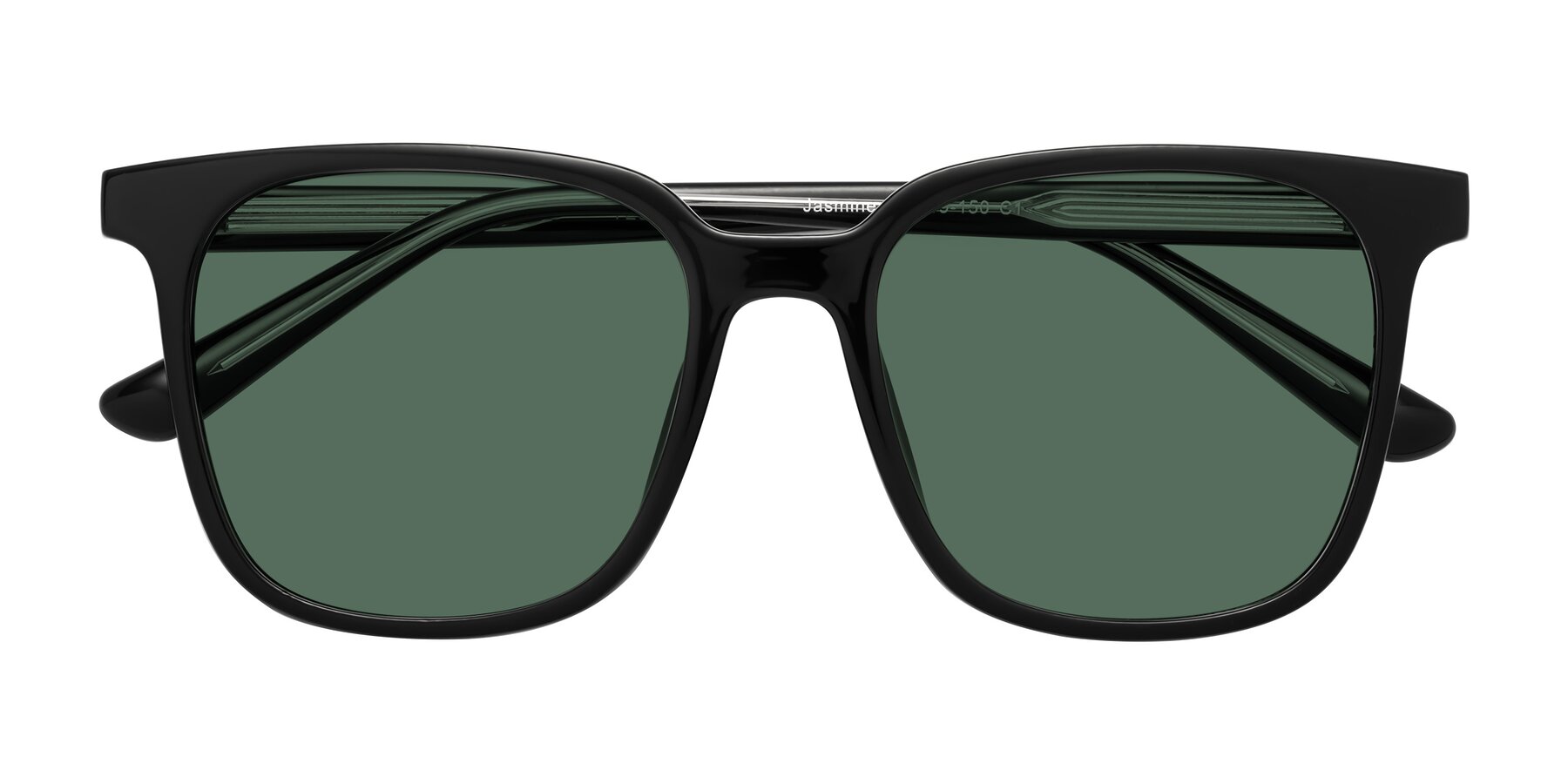 Folded Front of Jasmine in Black with Green Polarized Lenses