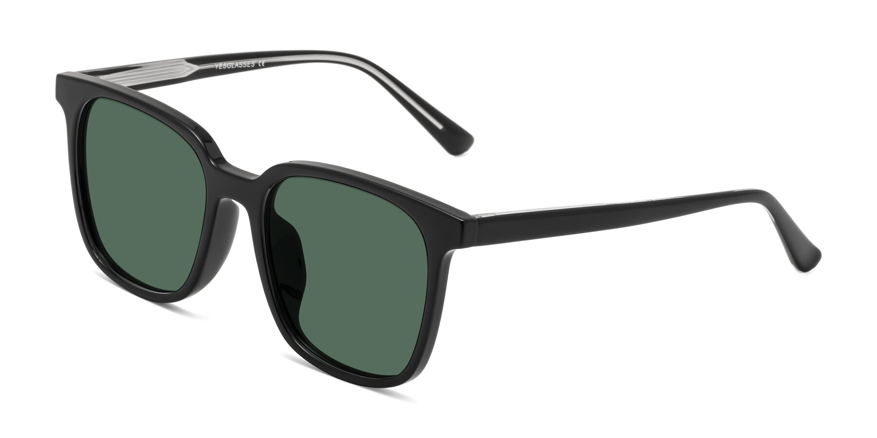 Angle of Jasmine in Black with Green Polarized Lenses