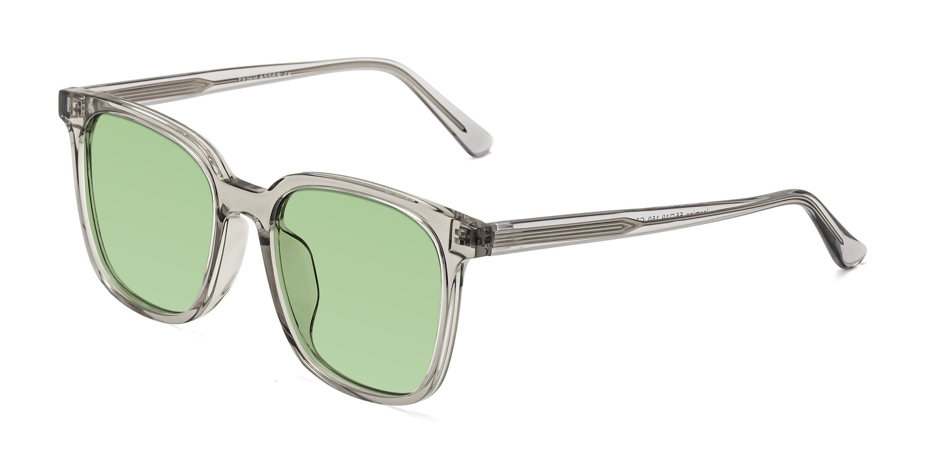 Angle of Jasmine in Translucent Gray with Medium Green Tinted Lenses