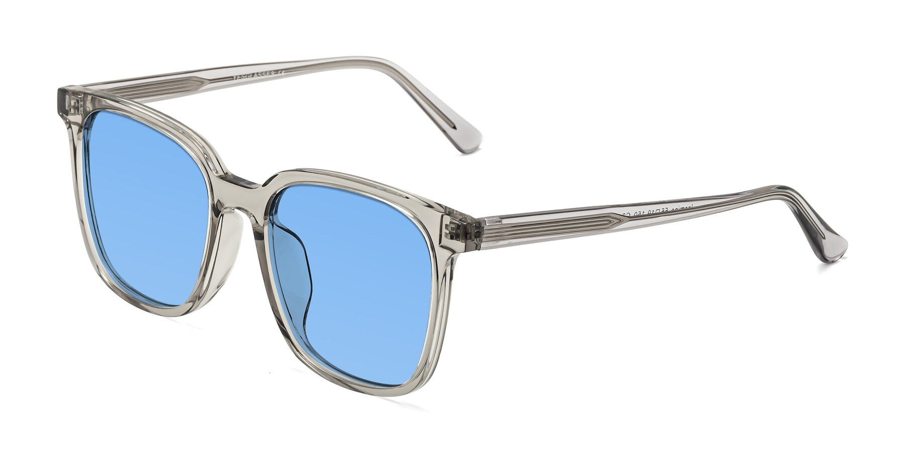 Angle of Jasmine in Translucent Gray with Medium Blue Tinted Lenses