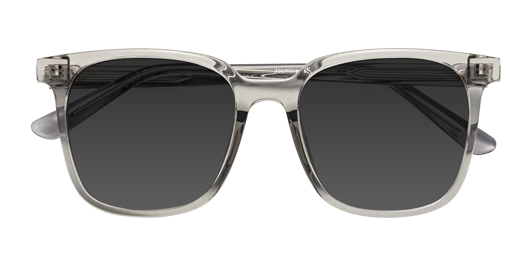 Folded Front of Jasmine in Translucent Gray with Gray Tinted Lenses