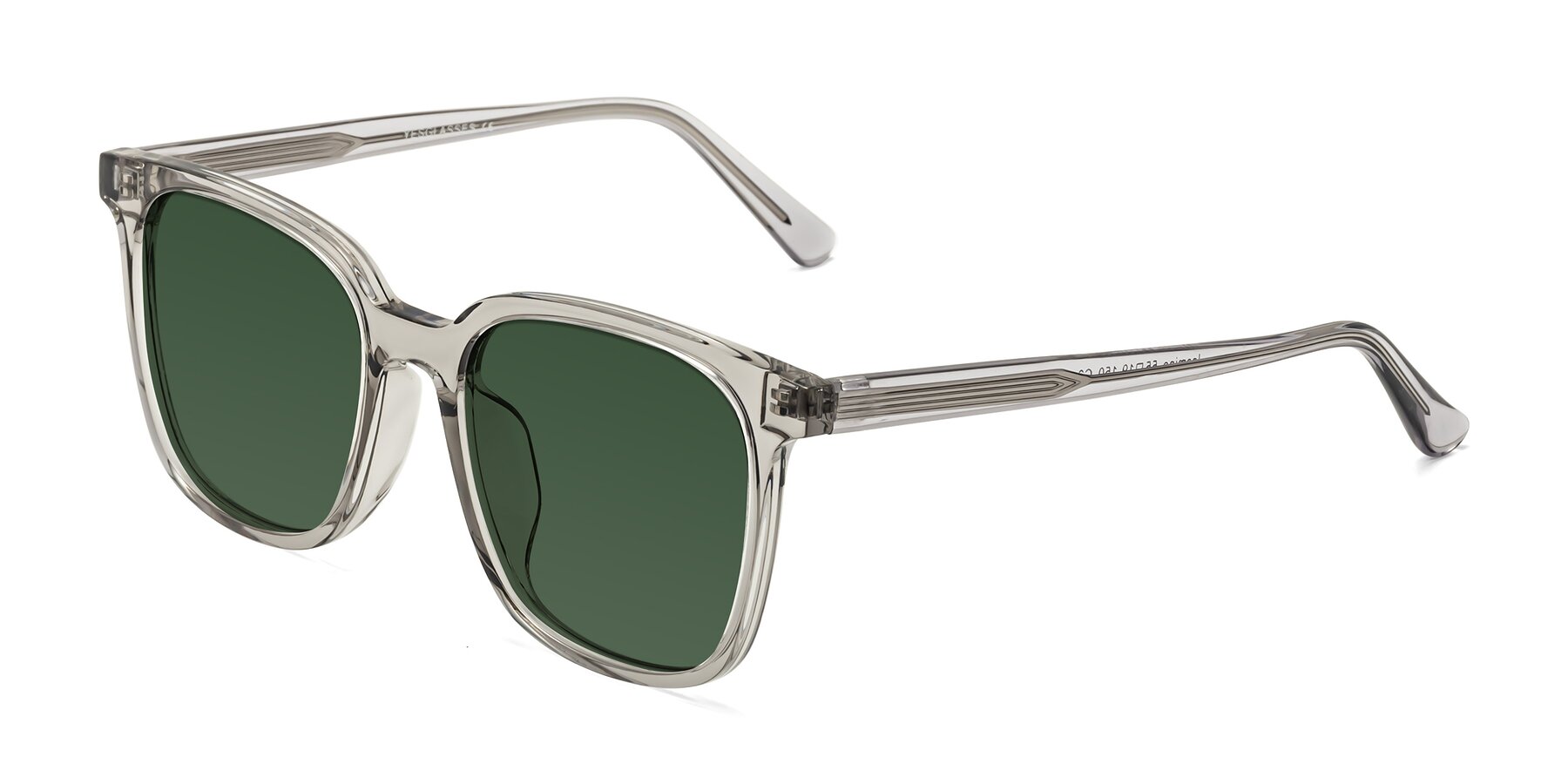 Angle of Jasmine in Translucent Gray with Green Tinted Lenses