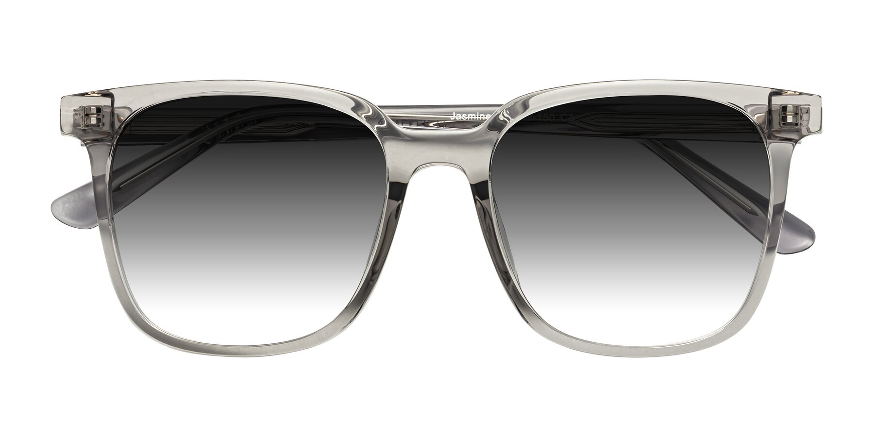 Folded Front of Jasmine in Translucent Gray with Gray Gradient Lenses