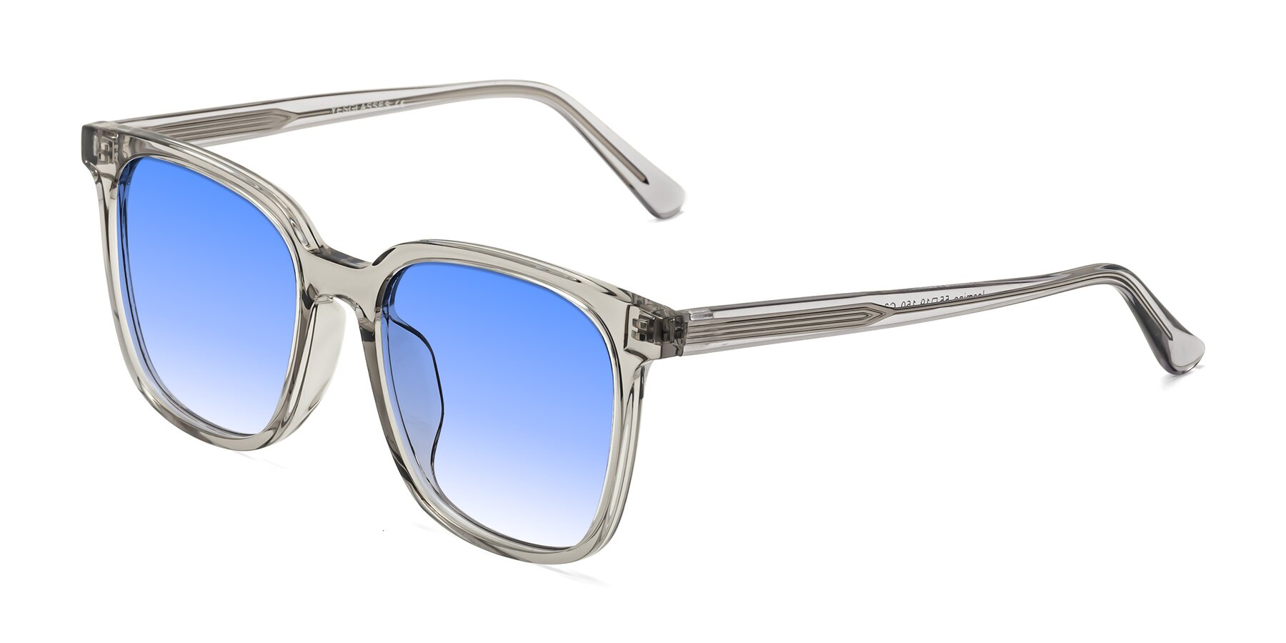 Angle of Jasmine in Translucent Gray with Blue Gradient Lenses