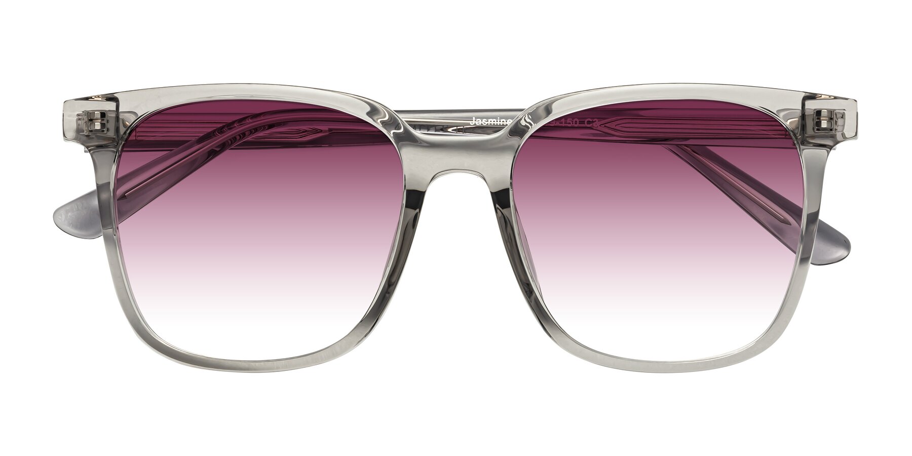 Folded Front of Jasmine in Translucent Gray with Wine Gradient Lenses