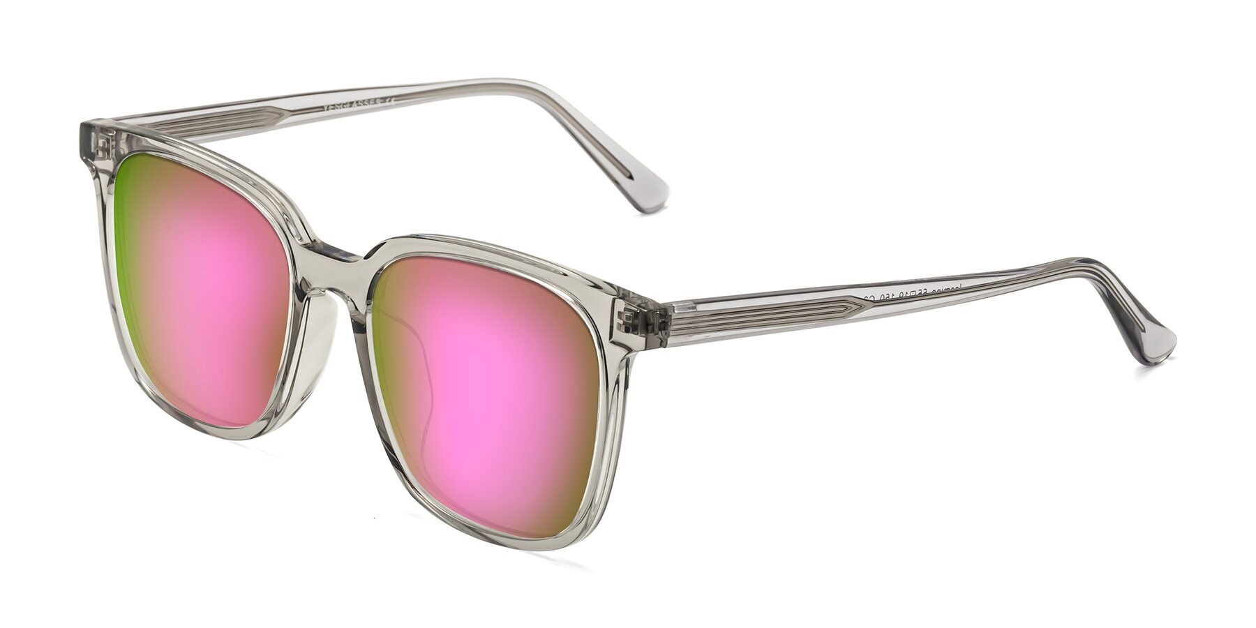 Angle of Jasmine in Translucent Gray with Pink Mirrored Lenses