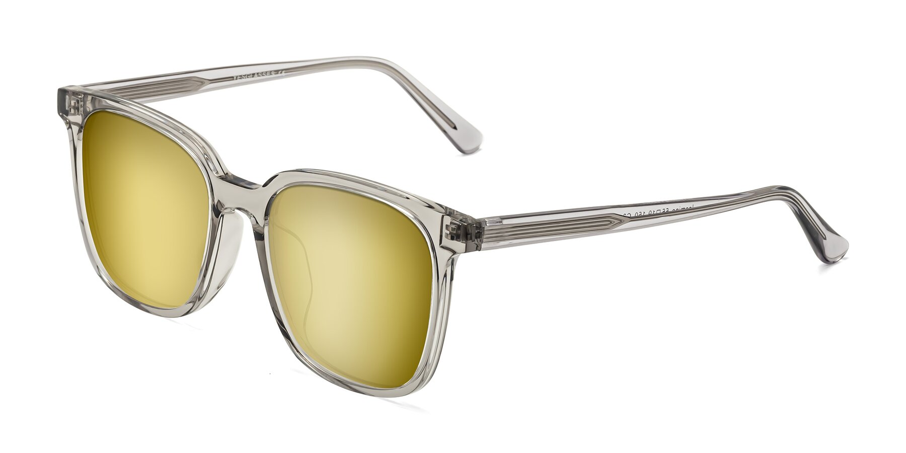 Angle of Jasmine in Translucent Gray with Gold Mirrored Lenses