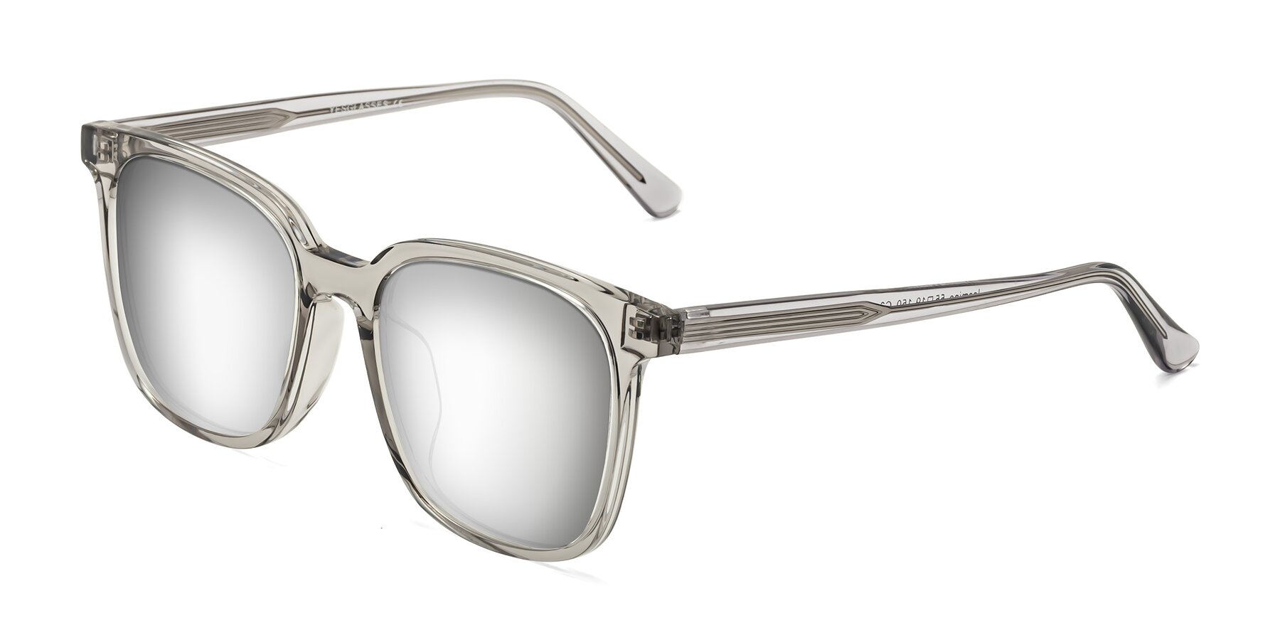 Angle of Jasmine in Translucent Gray with Silver Mirrored Lenses