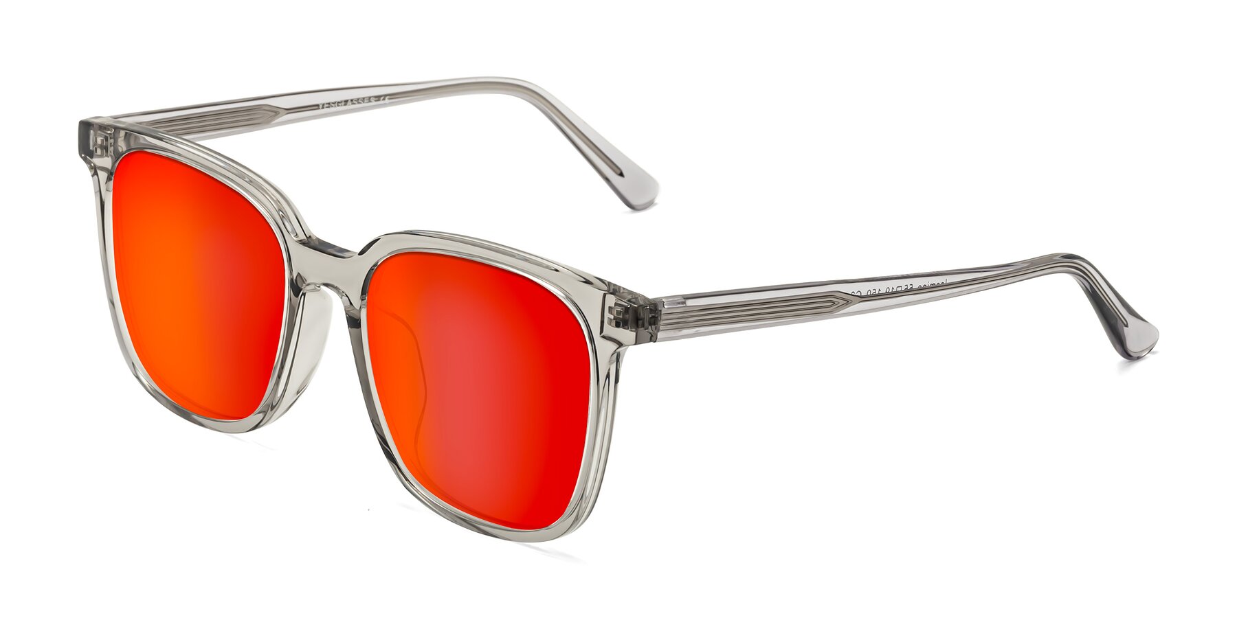 Angle of Jasmine in Translucent Gray with Red Gold Mirrored Lenses