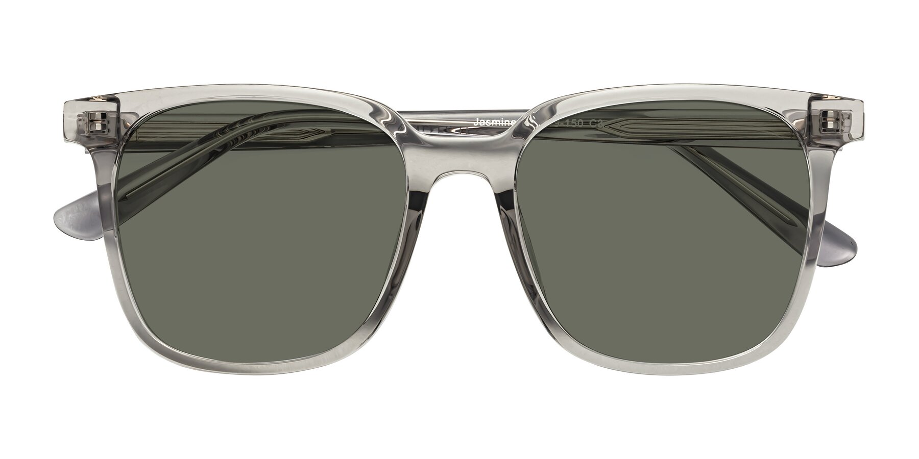 Folded Front of Jasmine in Translucent Gray with Gray Polarized Lenses