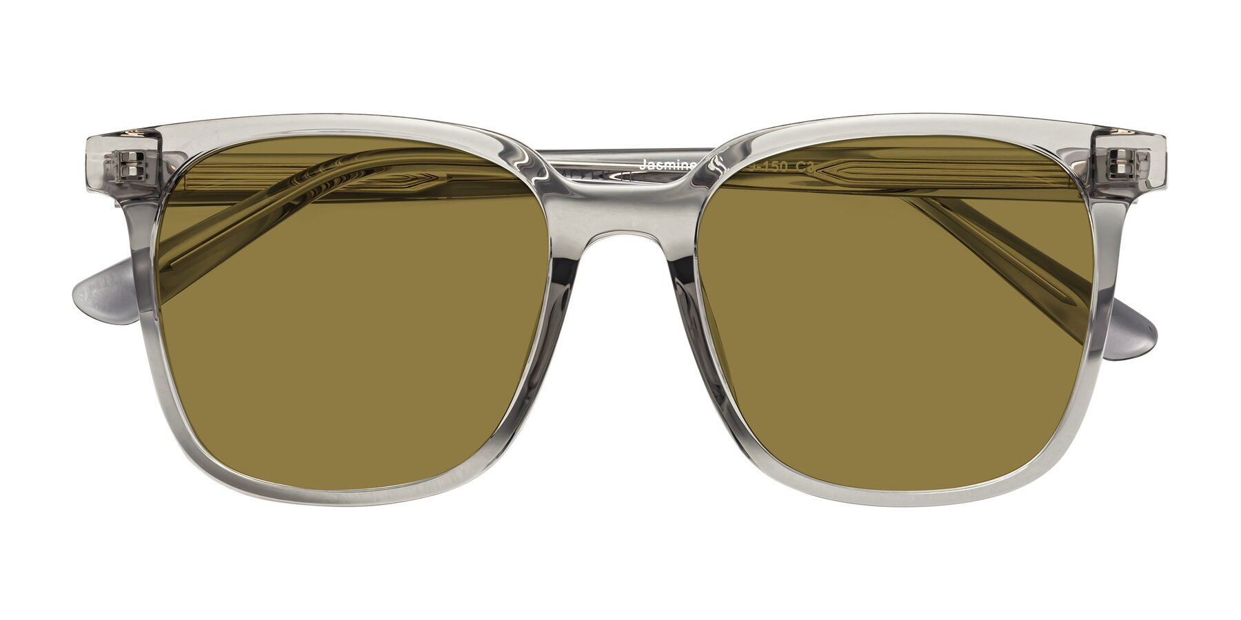 Folded Front of Jasmine in Translucent Gray with Brown Polarized Lenses