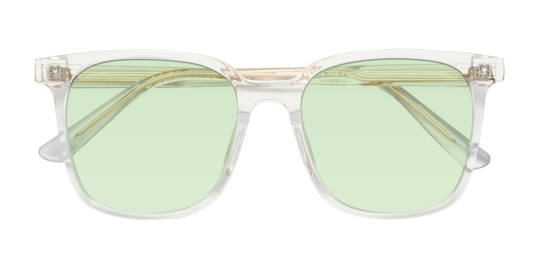 Folded Front of Jasmine in Clear with Light Green Tinted Lenses