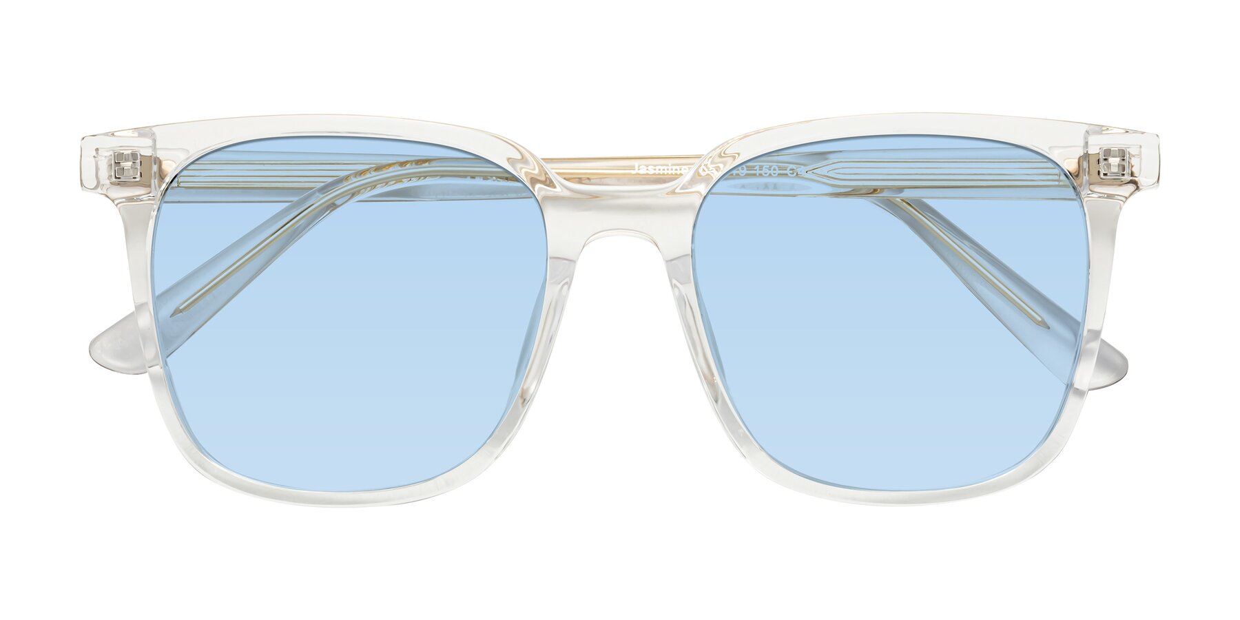 Folded Front of Jasmine in Clear with Light Blue Tinted Lenses