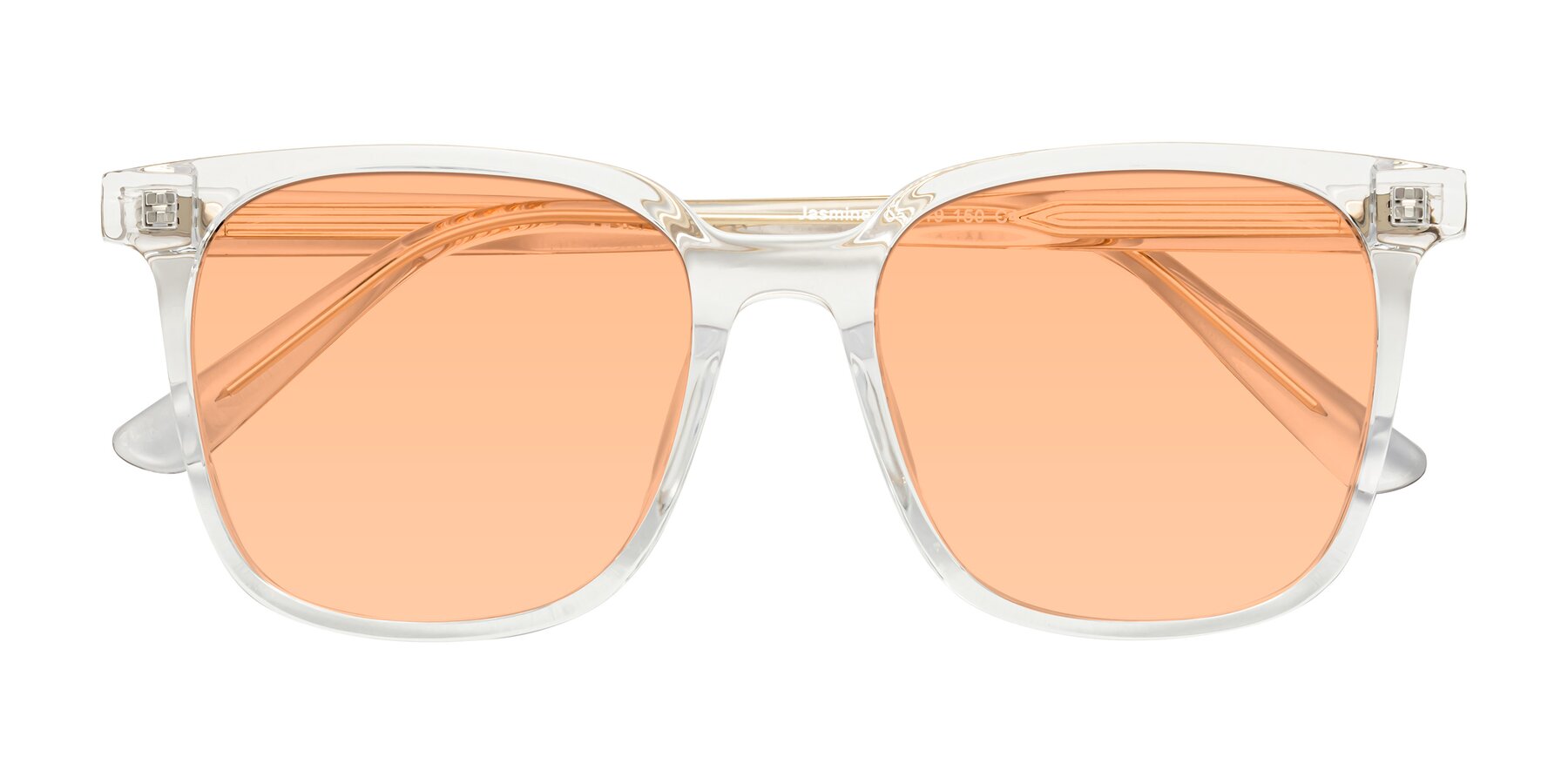 Folded Front of Jasmine in Clear with Light Orange Tinted Lenses