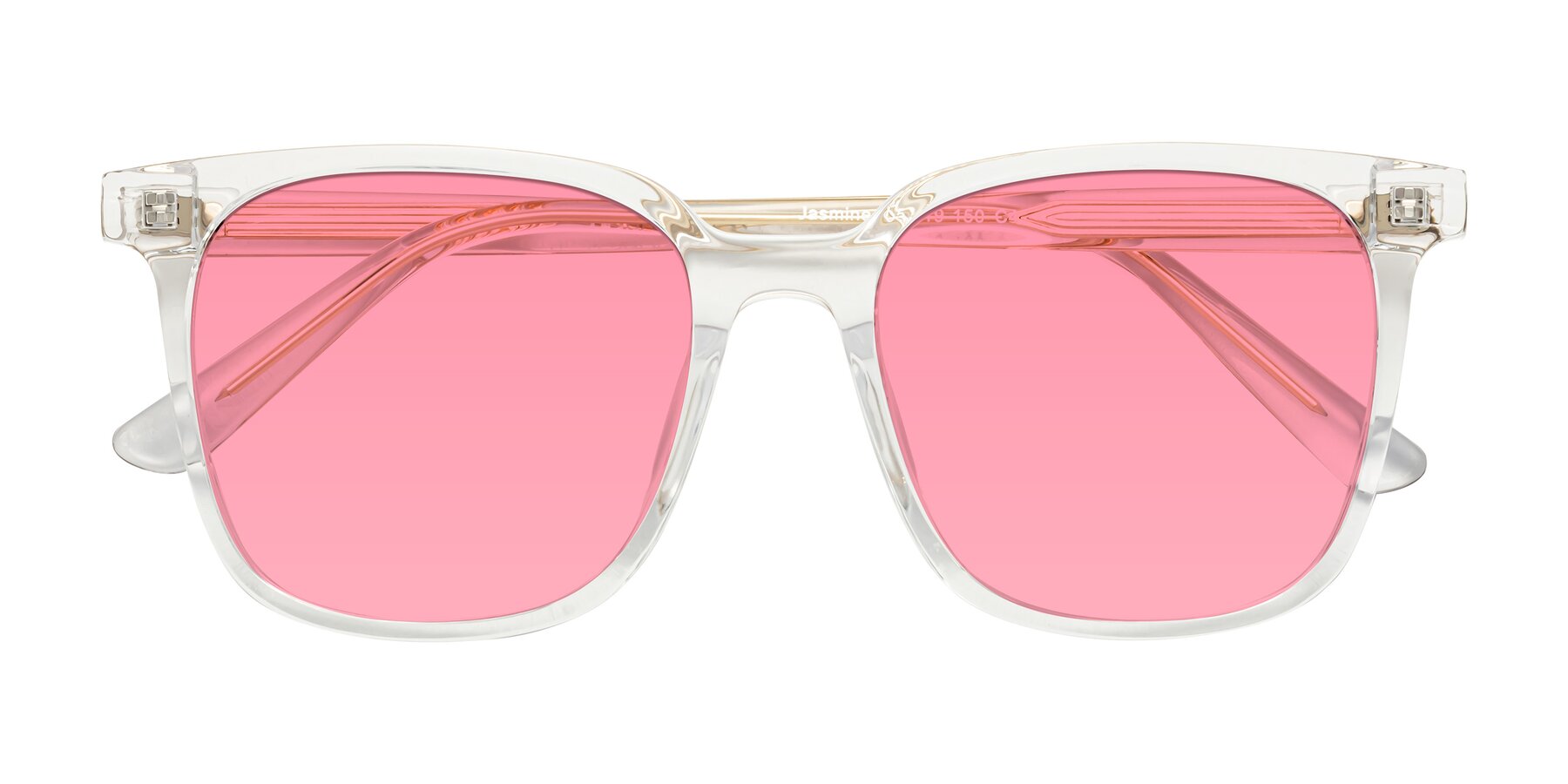 Folded Front of Jasmine in Clear with Pink Tinted Lenses