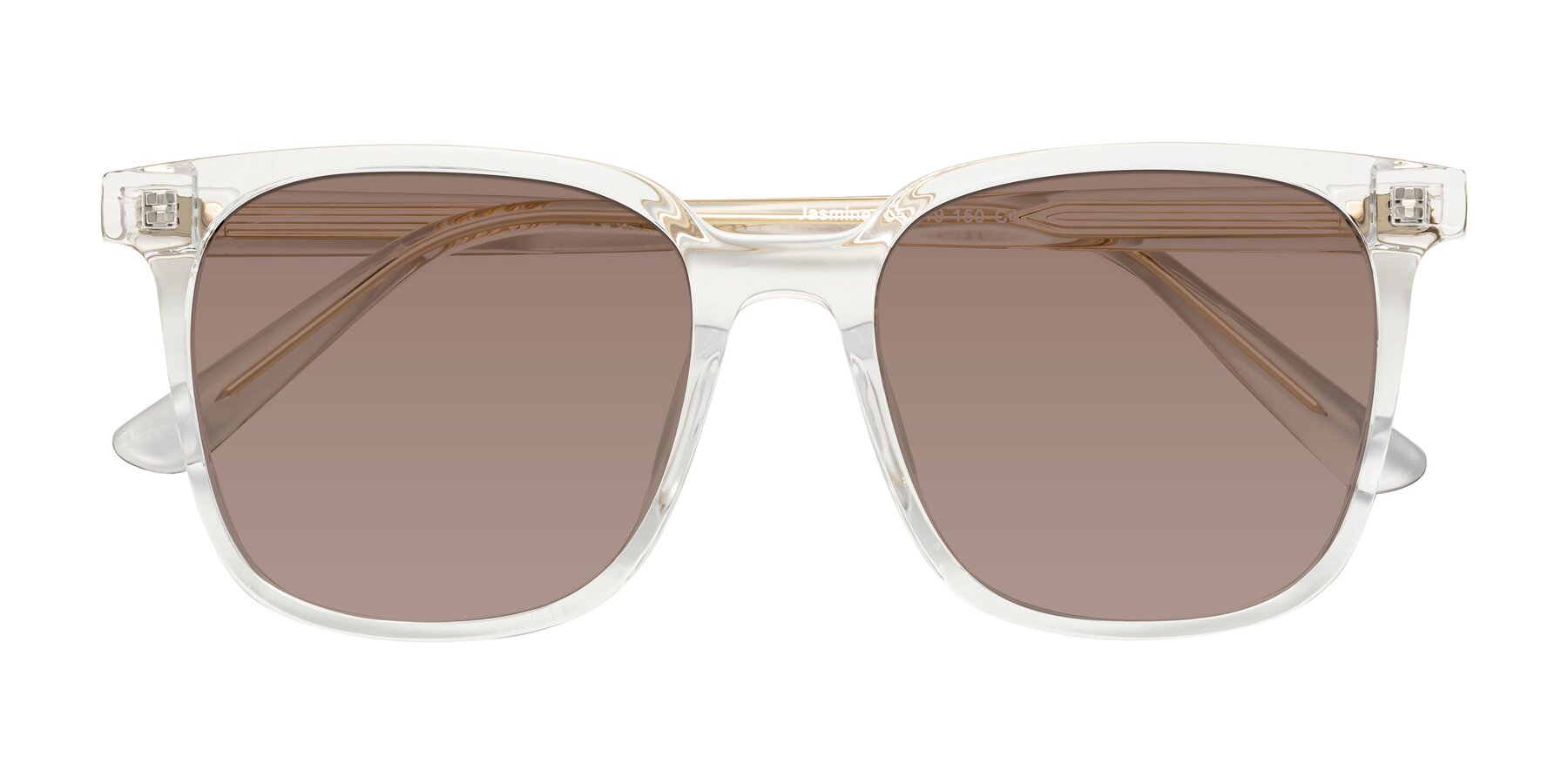 Folded Front of Jasmine in Clear with Medium Brown Tinted Lenses