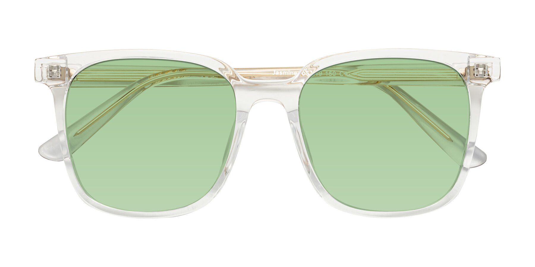 Folded Front of Jasmine in Clear with Medium Green Tinted Lenses