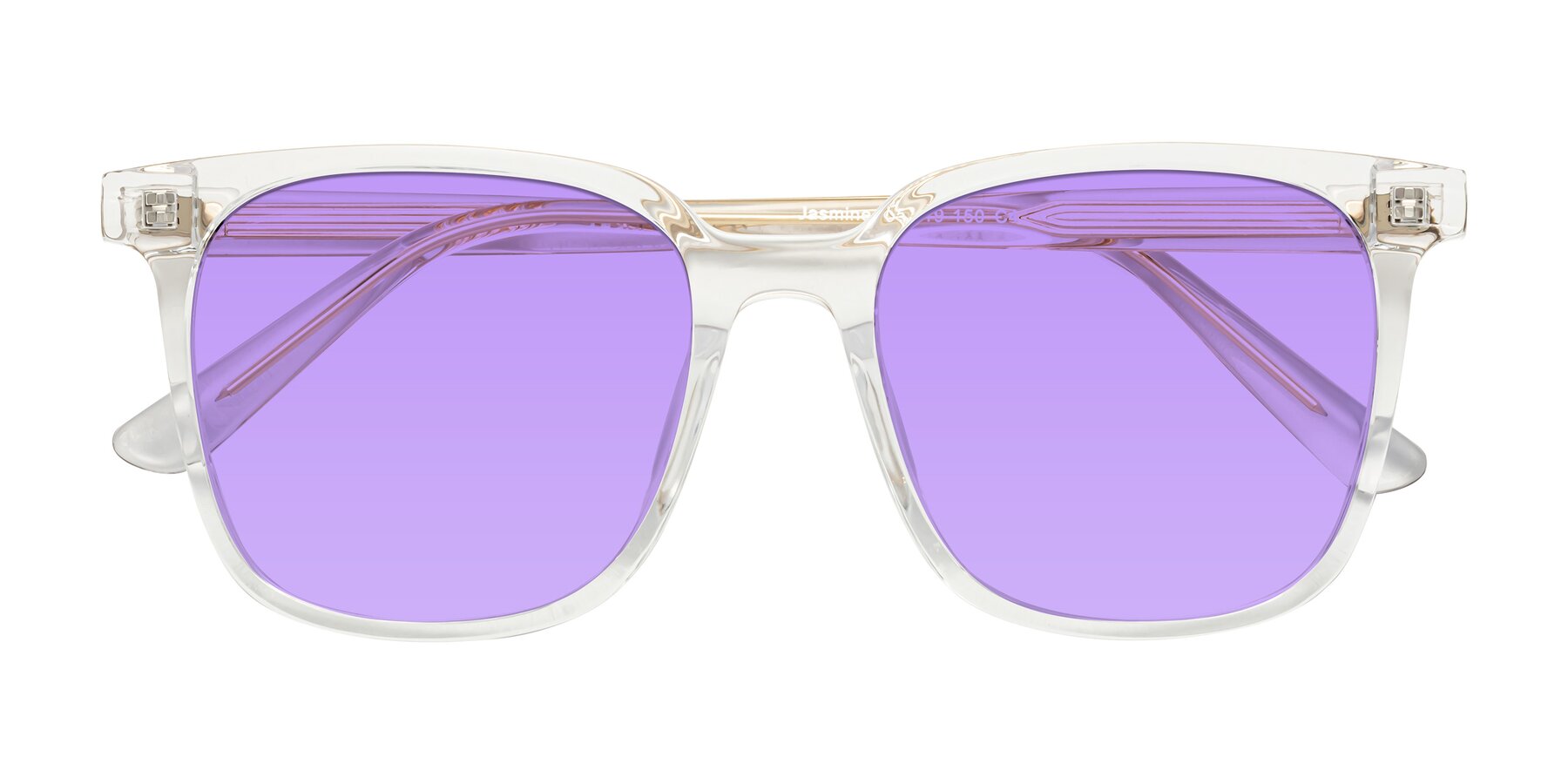 Folded Front of Jasmine in Clear with Medium Purple Tinted Lenses