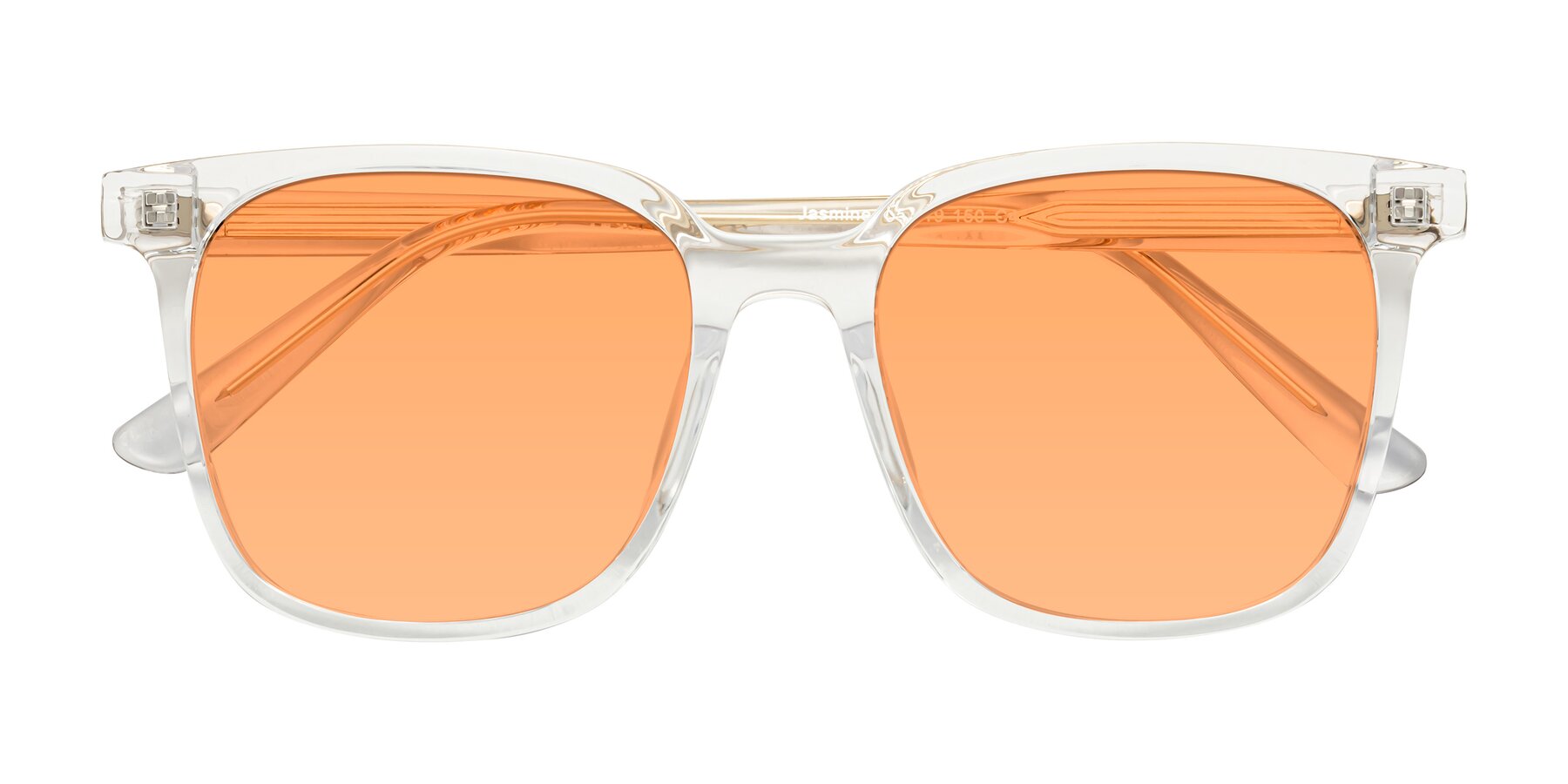Folded Front of Jasmine in Clear with Medium Orange Tinted Lenses