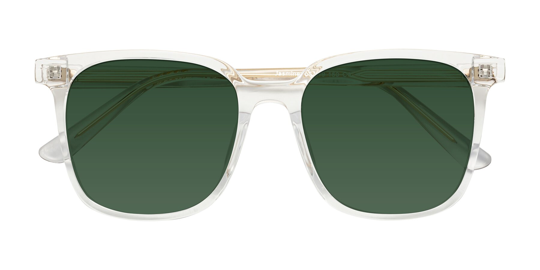 Folded Front of Jasmine in Clear with Green Tinted Lenses