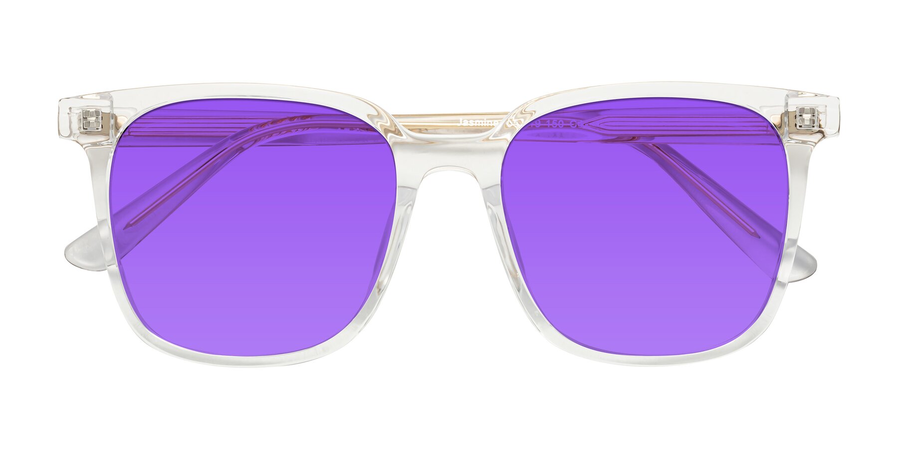 Folded Front of Jasmine in Clear with Purple Tinted Lenses