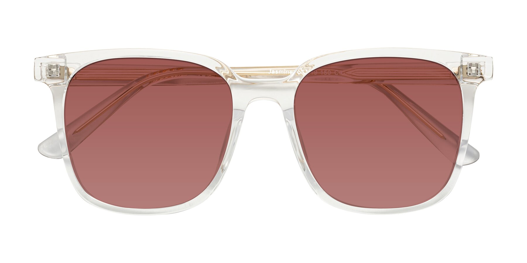 Folded Front of Jasmine in Clear with Garnet Tinted Lenses