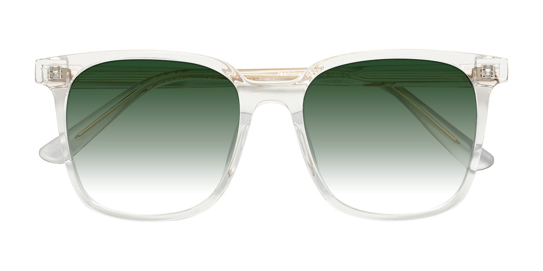 Folded Front of Jasmine in Clear with Green Gradient Lenses