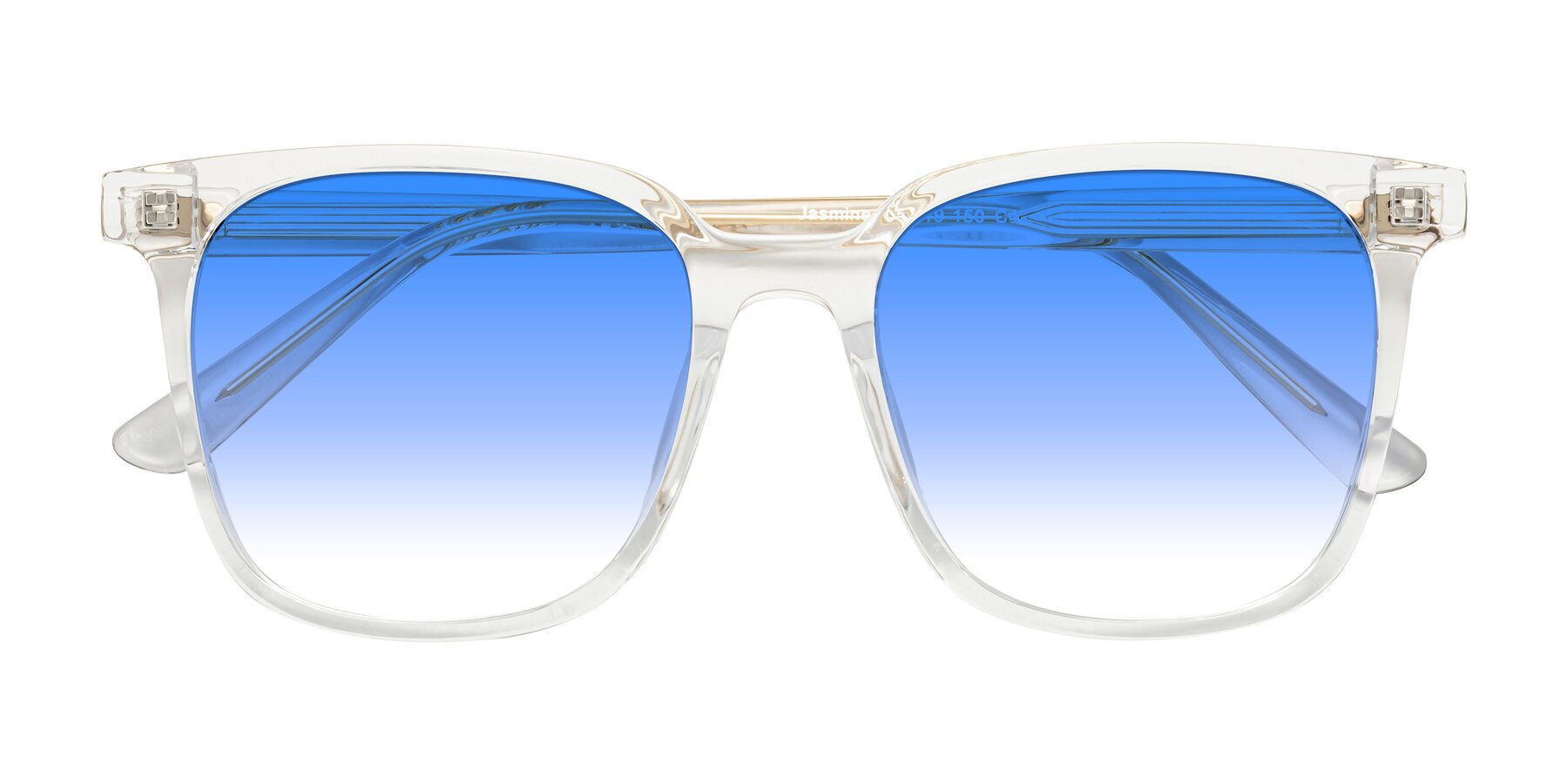 Folded Front of Jasmine in Clear with Blue Gradient Lenses