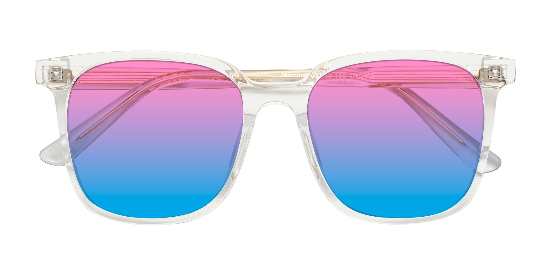 Folded Front of Jasmine in Clear with Pink / Blue Gradient Lenses