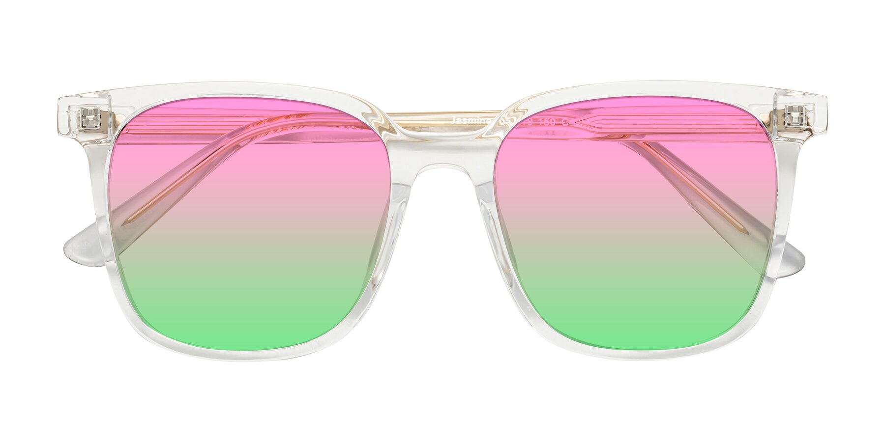 Folded Front of Jasmine in Clear with Pink / Green Gradient Lenses
