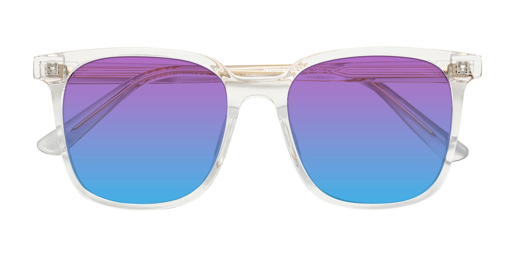 Folded Front of Jasmine in Clear with Purple / Blue Gradient Lenses