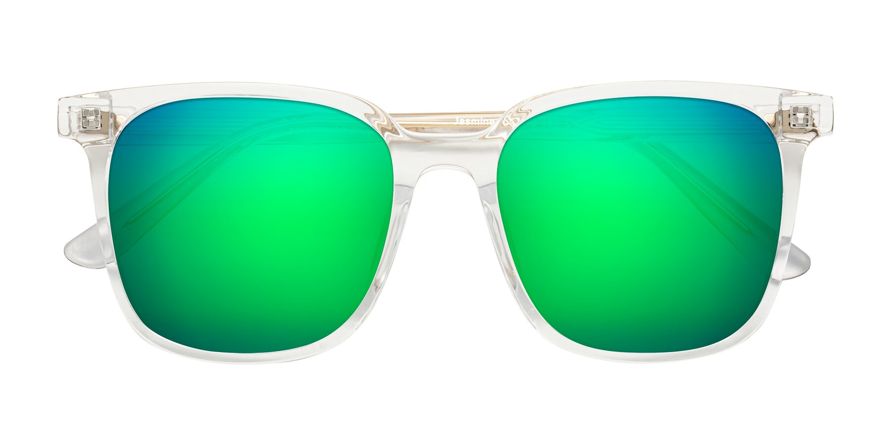 Folded Front of Jasmine in Clear with Green Mirrored Lenses