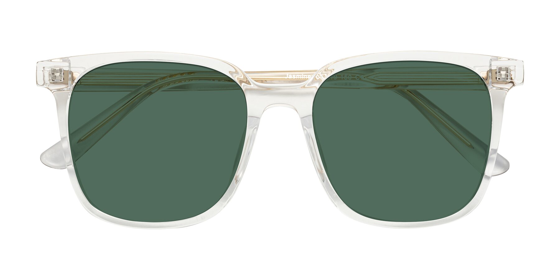 Folded Front of Jasmine in Clear with Green Polarized Lenses