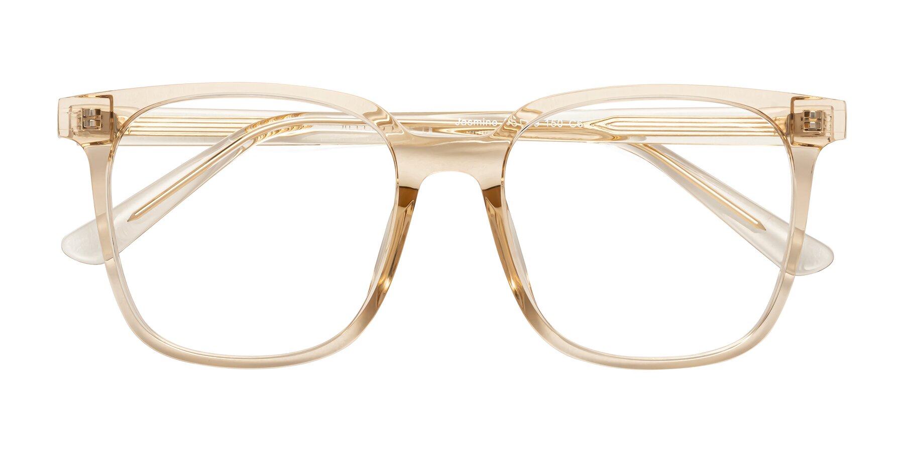 Folded Front of Jasmine in Champagne with Clear Reading Eyeglass Lenses