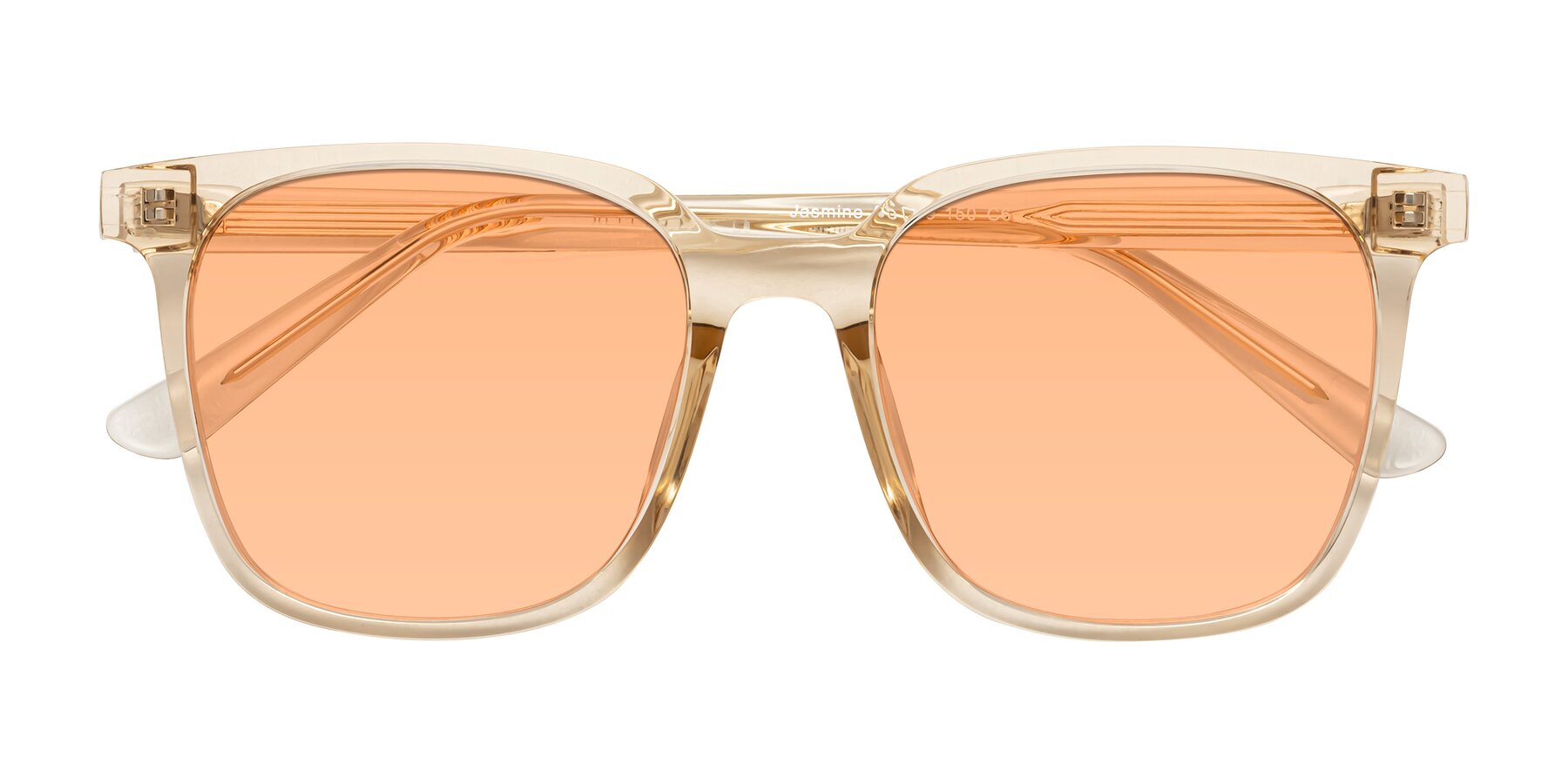 Folded Front of Jasmine in Champagne with Light Orange Tinted Lenses