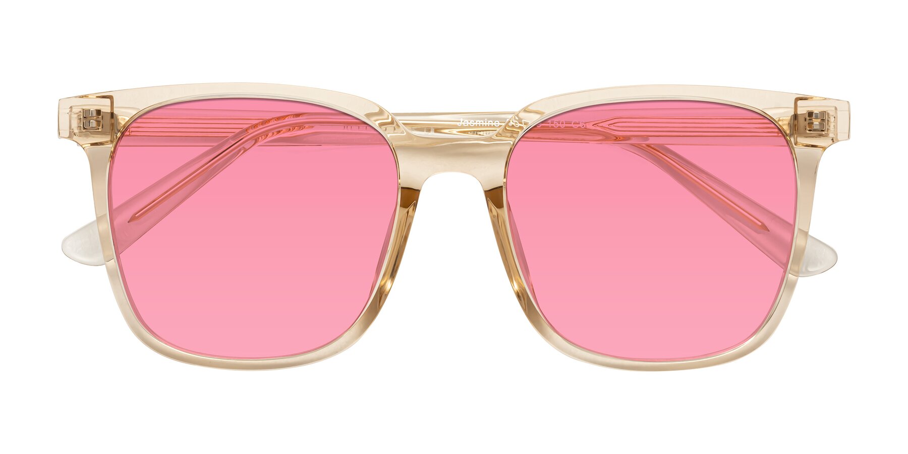 Folded Front of Jasmine in Champagne with Pink Tinted Lenses