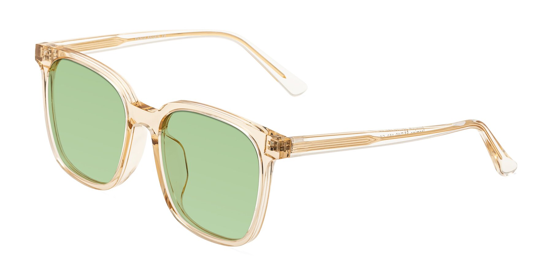 Angle of Jasmine in Champagne with Medium Green Tinted Lenses