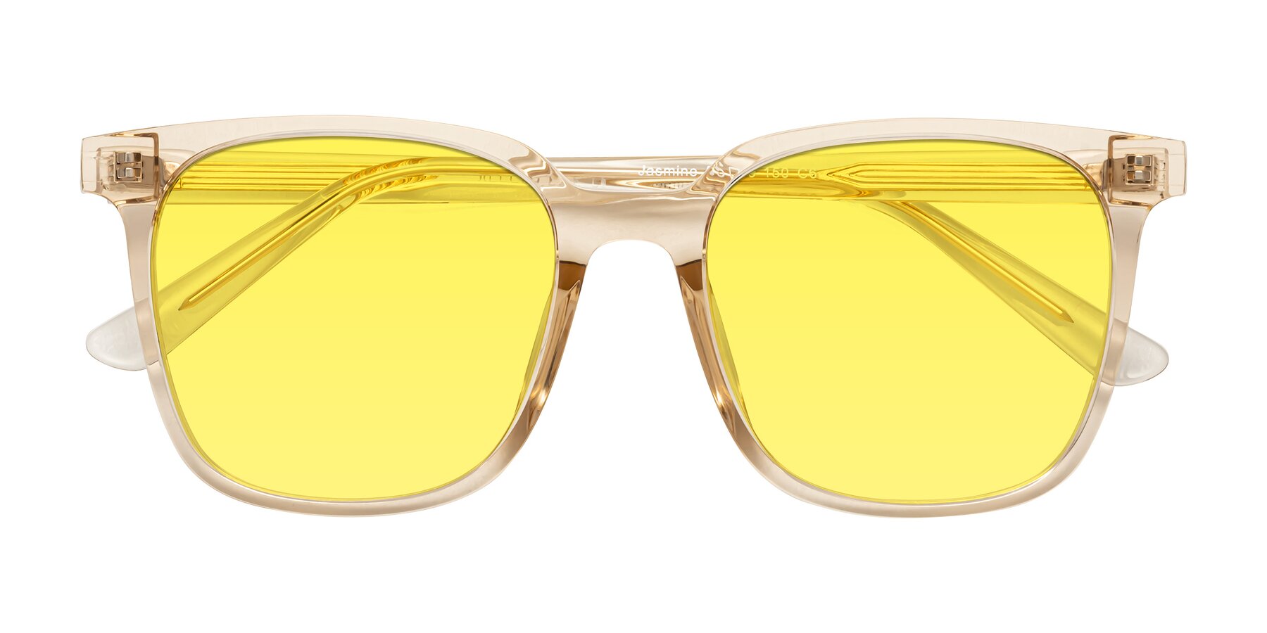 Folded Front of Jasmine in Champagne with Medium Yellow Tinted Lenses