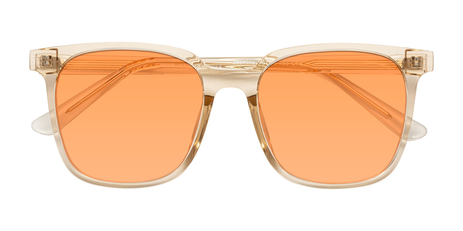 Folded Front of Jasmine in Champagne with Medium Orange Tinted Lenses
