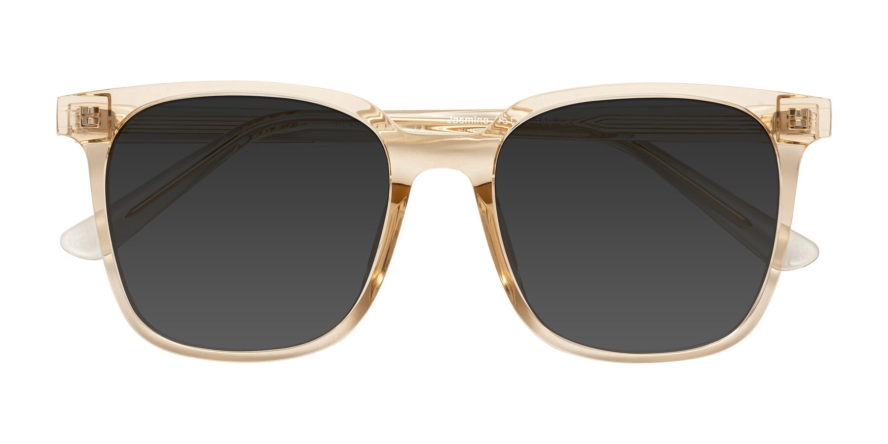 Folded Front of Jasmine in Champagne with Gray Tinted Lenses