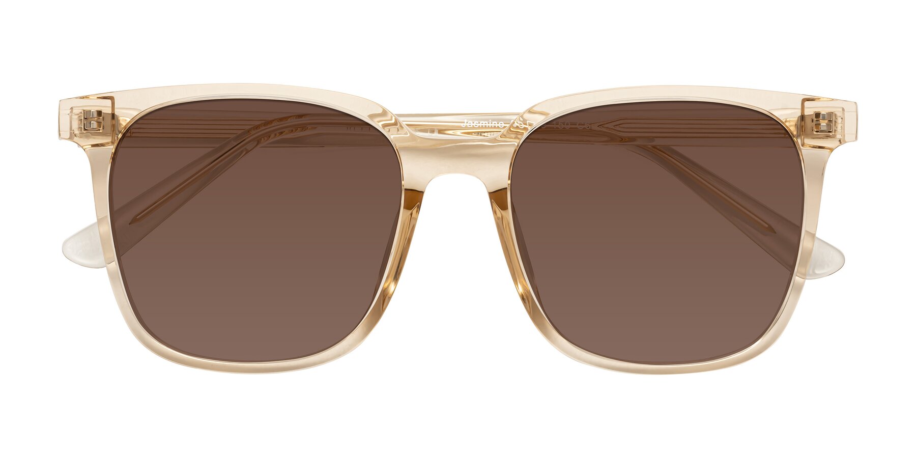 Folded Front of Jasmine in Champagne with Brown Tinted Lenses