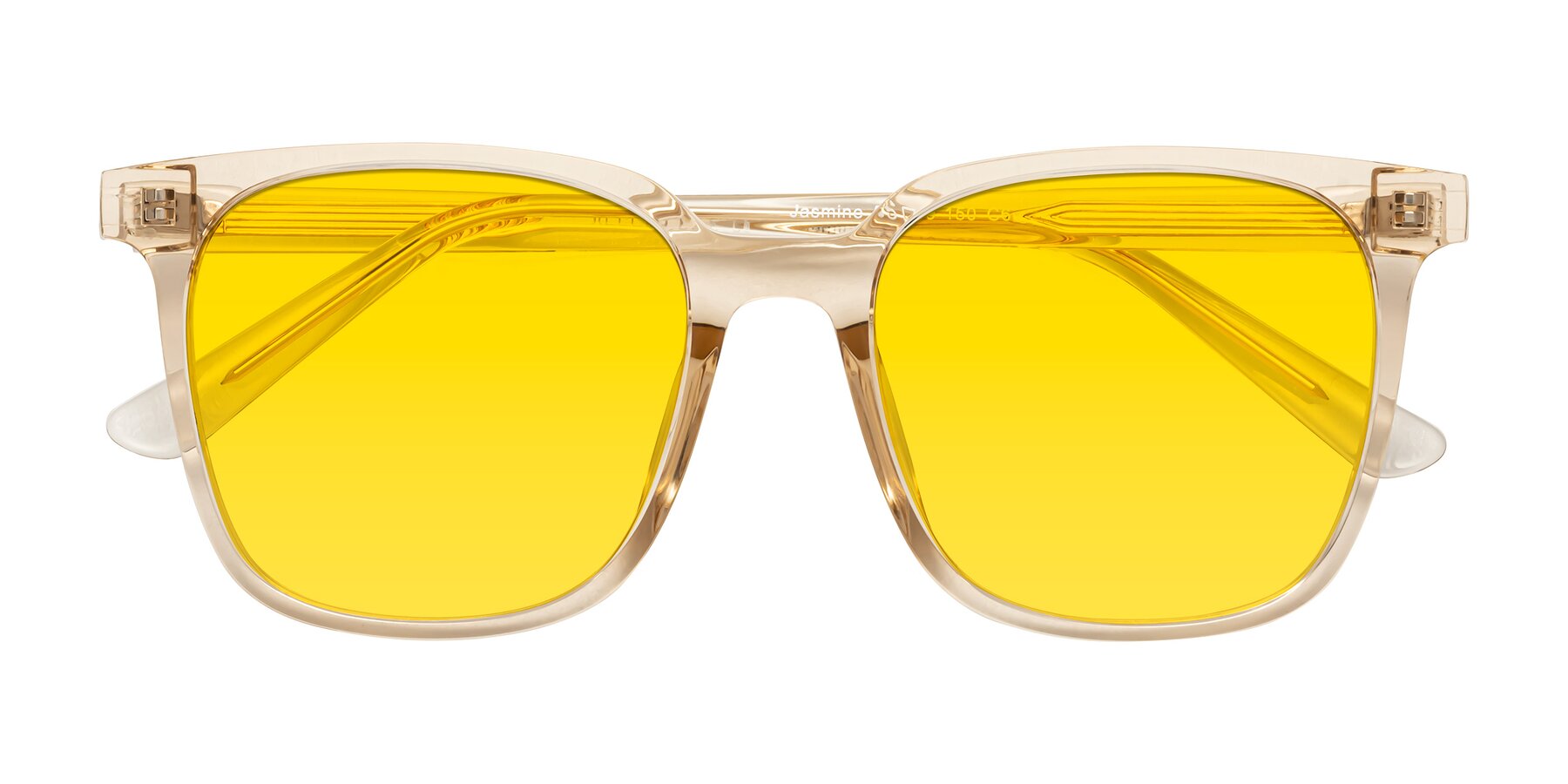 Folded Front of Jasmine in Champagne with Yellow Tinted Lenses