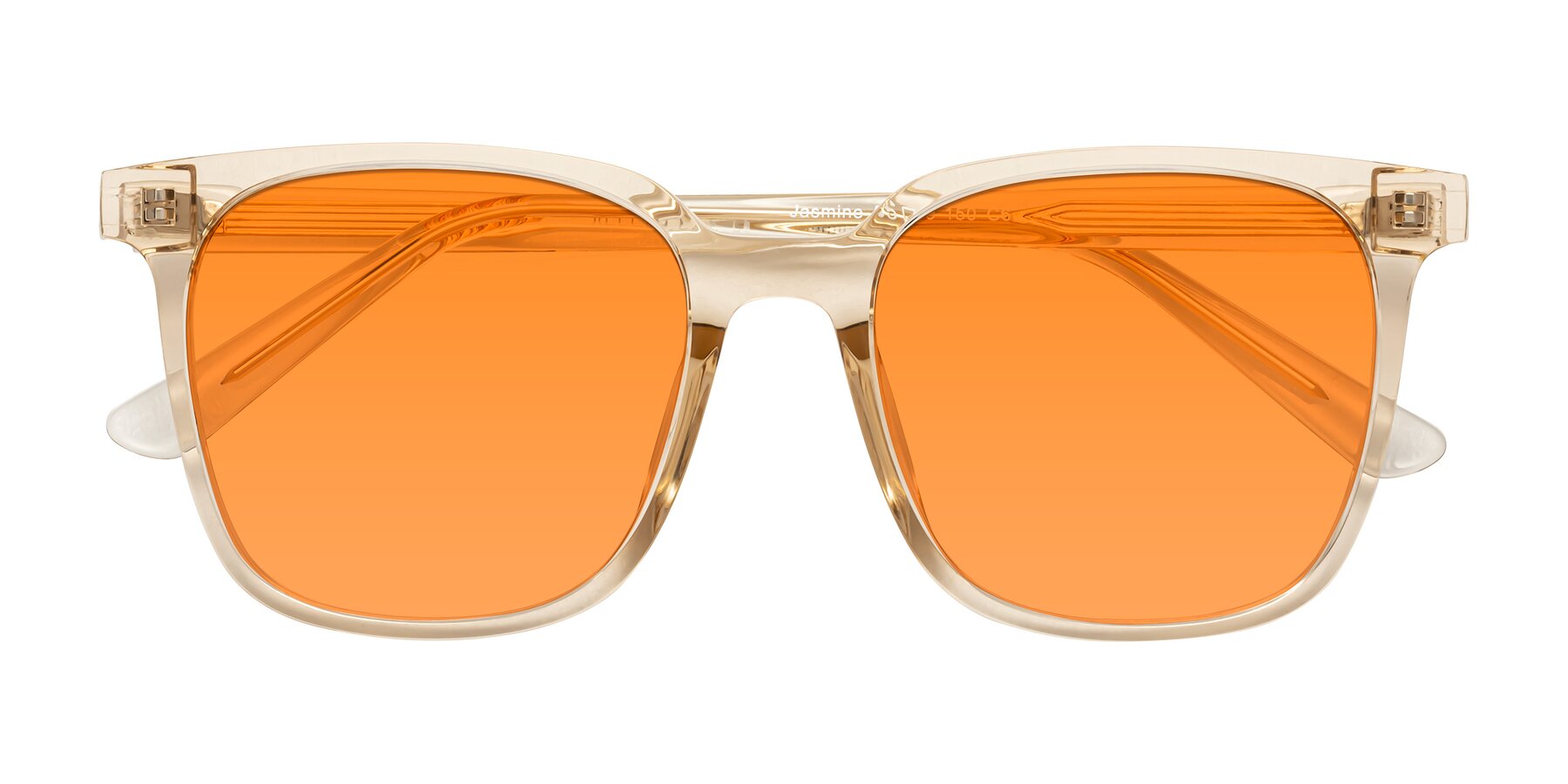 Folded Front of Jasmine in Champagne with Orange Tinted Lenses